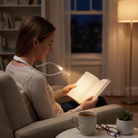 SnelShoppen - Oplaadbare USB-LED Neklamp met 3 Helderheidsniveaus - Flexibele Zwanenhals voor Lezen, Hardlopen en Repareren - Comfortabel Dragen - 100