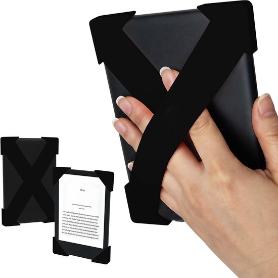 SnelShoppen - Strapsicle Handriem voor Kindle & Kobo - Paperwhite 7-10 gen + meeste Kobo - Medium - 2 stuks - Zwart - Lichtgewicht grip voor comfortab