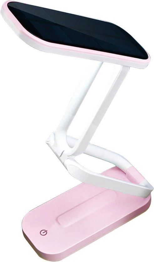 Solar Tafel Lamp - Oplaadbare Leeslamp - Draagbaar Lezen - 3-standen Dimbaar - 16.3 cm - Roze