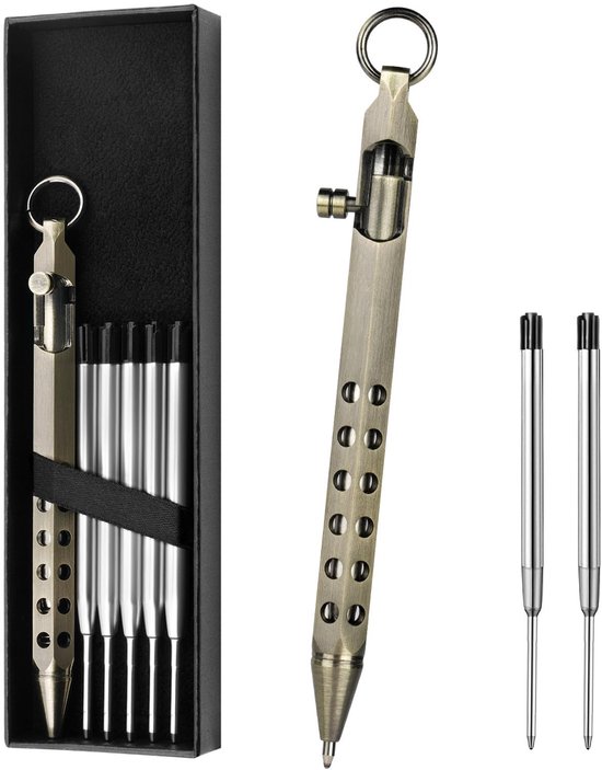 SolidKeus - Retro Bolt Action Pen met 5 Navullingen in Cadeauverpakking