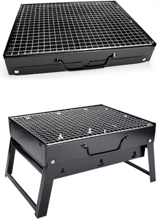 Soroh® - Oustuff Opvouwbare BBQ - Picknick Barbecue - Houtskool Grill - Outdoor Kamperen - Opvouwbaar - 35 x 27 x 20cm - Draagbaar - Zwart van Soroh