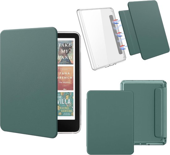 Sounix Kindle Hoes Geschikt voor Kindle Paperwhite 12e Generatie (2024) & Kindle Colorsoft Signature Edition (2024) - 7 Inch - Magnetisch Afneembaar - Auto Slaap/Wekt Functie - Book Case - Groen