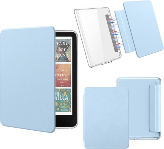 Sounix Kindle Hoes Geschikt voor Kindle Paperwhite 12e Generatie (2024) & Kindle Colorsoft Signature Edition (2024) - 7 Inch - Magnetisch Afneembaar - Auto Slaap/Wekt Functie - Book Case - Lichtblauw