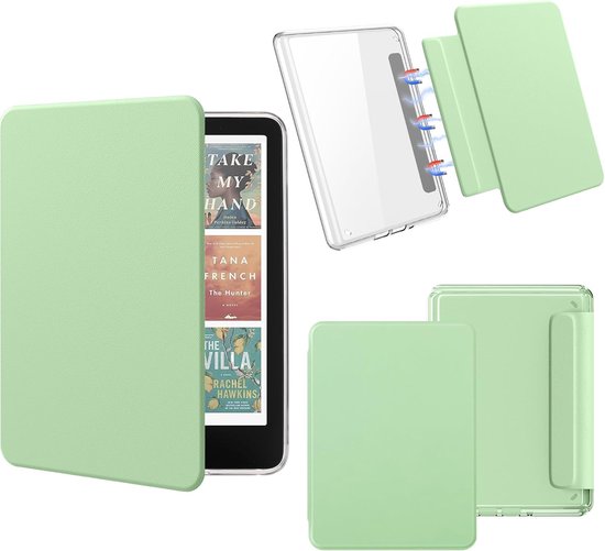 Sounix Kindle Hoes Geschikt voor Kindle Paperwhite 12e Generatie (2024) & Kindle Colorsoft Signature Edition (2024) - 7 Inch - Magnetisch Afneembaar - Auto Slaap/Wekt Functie - Book Case - Lichtgroen