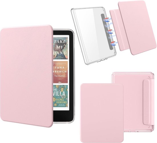 Sounix Kindle Hoes Geschikt voor Kindle Paperwhite 12e Generatie (2024) & Kindle Colorsoft Signature Edition (2024) - 7 Inch - Magnetisch Afneembaar - Auto Slaap/Wekt Functie - Book Case - Lichtroze