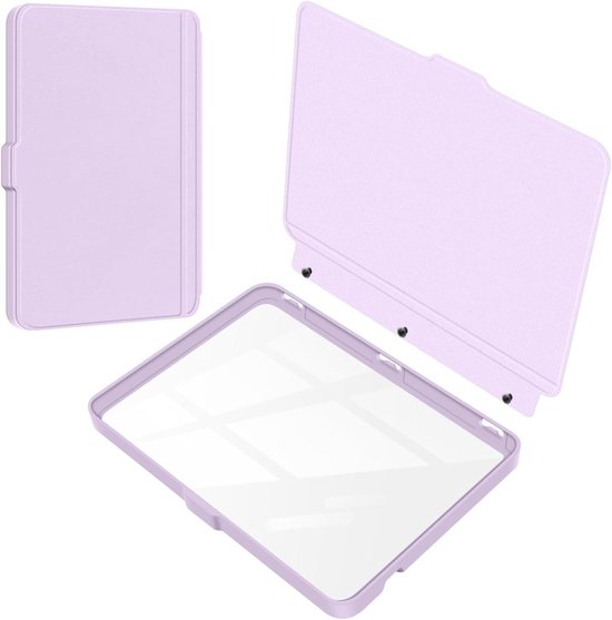 Split Folio Afneembare Beschermhoes voor 6" Kobo Clara Colour 2024 Uitgebracht, Ultra Clear Transparante Achterkant Licht Shell, Auto Sleep and Wake, Lichtpaars