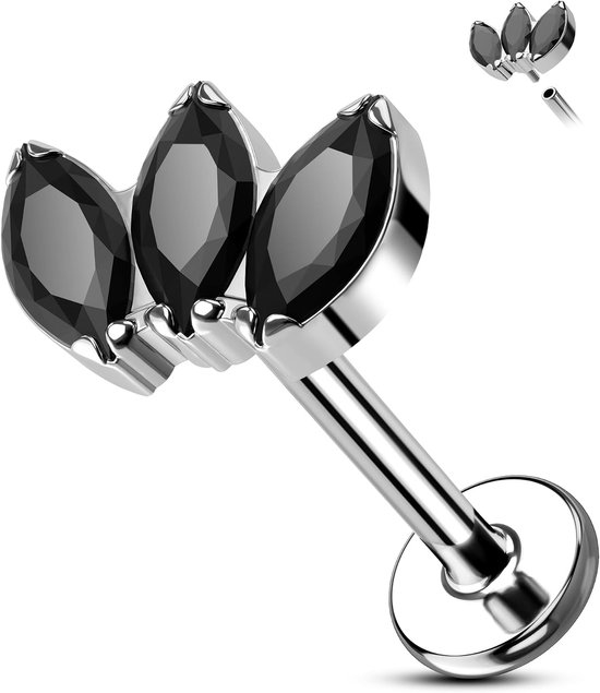 steker oorbel G23 titanium traguspiercing sieraad 16G forward helix kraakbeen oorbellen steker conch labret lippiercing platte rug medusa piercing 8 mm voor vrouwen