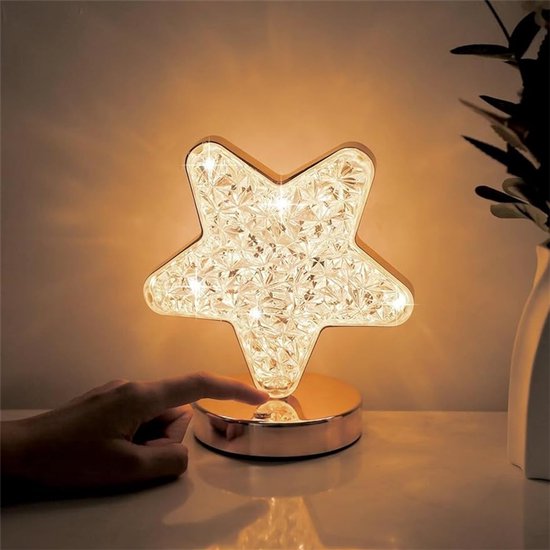 Sterrenlamp, schattig nachtlampje voor kinderen, draadloze oplaadbare, traploos dimbare touchlamp met 3 kleurstanden voor woonkamer, slaapkamer en kerstdecoratie. van Merkloos