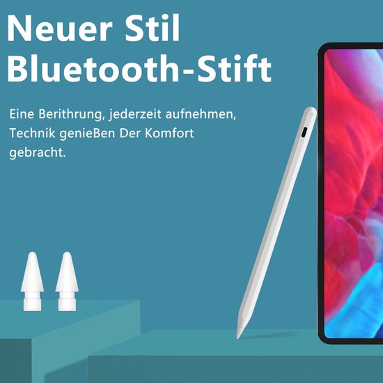 STILVORA Styluspennen - Bluetooth Stylus Pen Voor Schetsen En Schrijven, Apple Pencil Alternatief Met Vervangbare Tip, Oplaadbaar - ABS, Wit