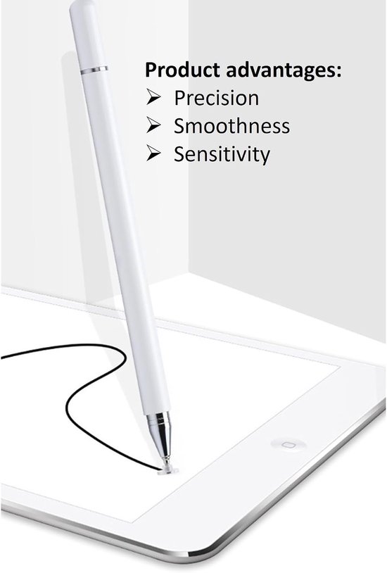 Stof hoofd tweekoppige capacitieve pen-mobiele telefoon tablet universeel-hoge gevoeligheid-magnetische zuigkap-wit-14,4 * 0,9 cm