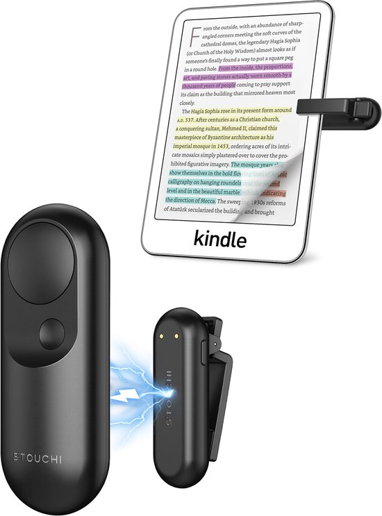 Stouchi Afstandsbediening voor E-reader - Magnetische Kindle Paginadraaiër - Geschikt voor Kindle Paperwhite, Colorsoft - Zwart