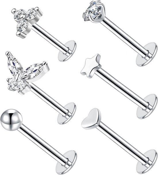 Studs 16G Rvs Monroe Tragus Helix Medusa Piercing Studs 6mm 8mm 10mm Zilver Goud Kraakbeen Sieraden