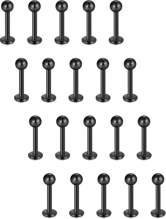 Studs 16G Rvs Tragus Kraakbeen Helix Medusa Piercing Sieraden Zilver Zwart 8mm