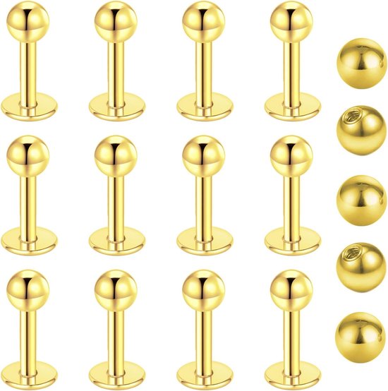 Studs Labret Bars Rvs 6-12mm Zilver Goud Zwart Helix Tragus Stud Piercing Sieraden, 4mm, Roestvrij staal