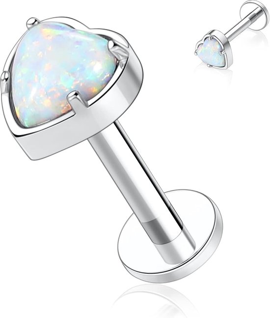 Studs lipringen G23 titanium monroe-piercing lippiercing sieraden intern schroefdraad helix tragus kraakbeen conch oorbellen dames meisjes piercing sieraden zirkonia opaal
