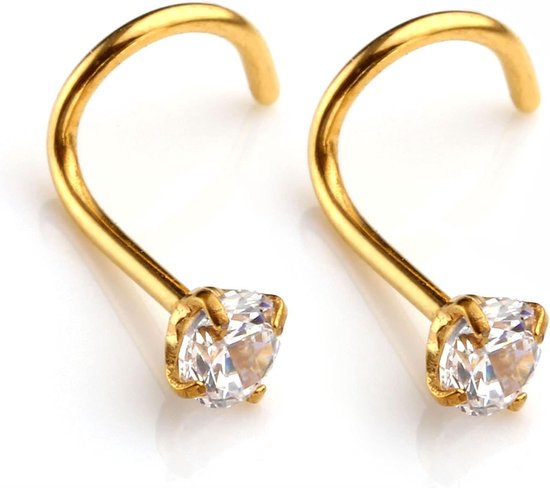 Studs roestvrij staal Cubic Zirkoon neusring body piercing