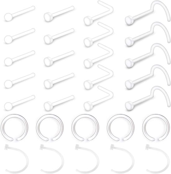Studs van chirurgisch staal en acryl voor dames, L-vorm, 18 g, 20 g