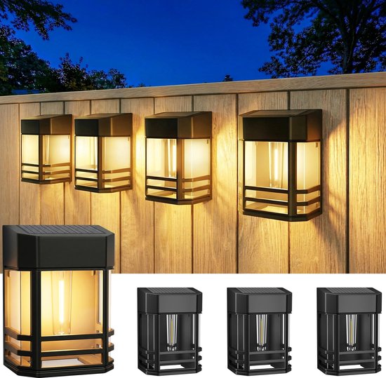Stuks wandlamp op zonne-energie, voor buiten, tuinverlichting, IP65 waterdicht