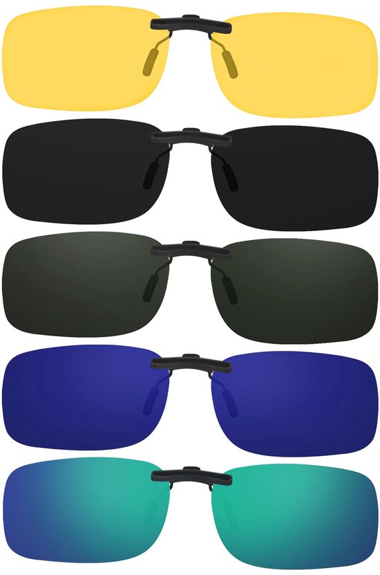 Stuks zonnebrilclips, gepolariseerde clip-on zonnebrillen, opzetbril, voor outdoor, autorijden, vissen, fietsen (5 modellen)