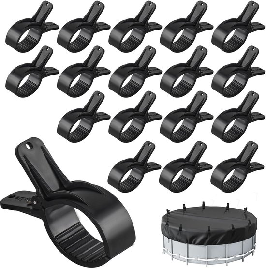 Stuks zwembadafdekkingsklemmen, klemmen, sterke klemveer, siloplanepiscine, winteraccessoires (zwart, S