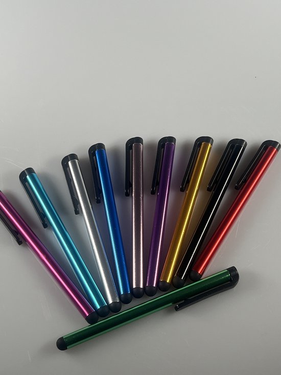 stylus in 10 kleuren ideaal voor telefoon, tablet of laptop- 10 stylus pennen in 1 set - Voor elke gelegenheid een kleur - Nauwkeurige bediening - leuk cadeau-idee van Merkloos