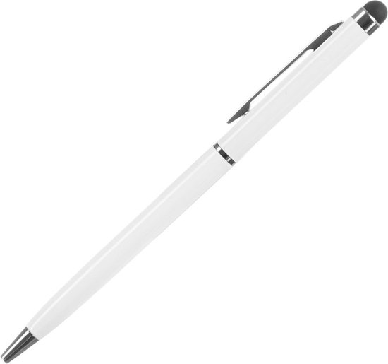 Stylus pen 2 in 1 - Inclusief balpen voor iPad - Samsung - Smartphone - Laptop - Universeel - Tablet - Touch Pen - Touchscreen Pen - Wit van EasyECOM