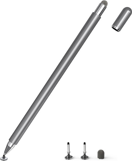 Stylus Pen, 2 in 1 Touchscreen Pen Tablet Pen Compatibel met alle Tablets en Smartphones, iPhone, iPad, Samsung, Surface, Huawei, Xiaomi, Android, IOS enz.Grijs