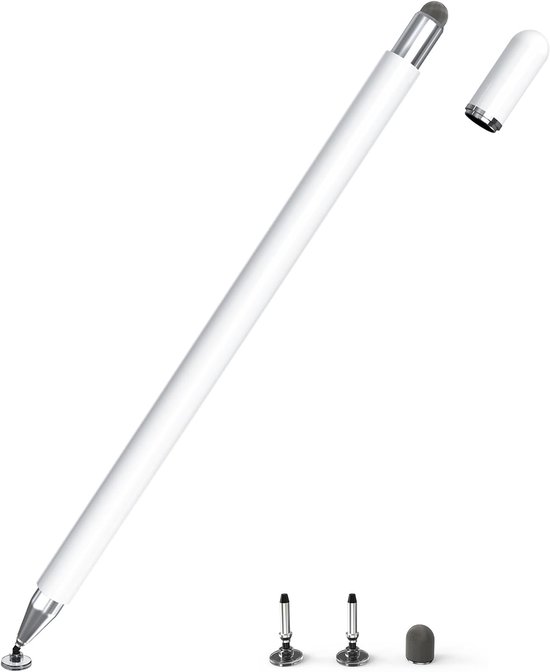 Stylus Pen, 2 in 1 Touchscreen Pen Tablet Pen Compatibel met alle Tablets en Smartphones, iPhone, iPad, Samsung, Surface, Huawei, Xiaomi, Android, IOS enz.Wit