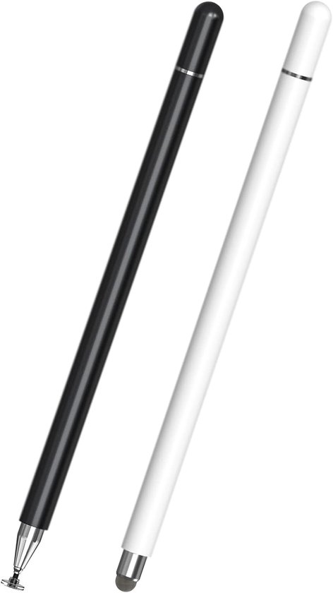 Stylus Pen, 2 in 1 Touchscreen Pen Tablet Pen Compatibel met alle Tablets en Smartphones, iPhone, iPad, Samsung, Surface, Huawei, Xiaomi, Android, IOS enz.Zwart en Wit