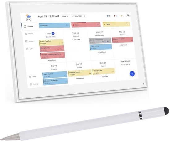 Stylus Pen 3-in-1 - Compatibel met Digitale Agenda - Capacitatieve Pen - Touchscreen Pen - Rubberpunt/Schijfpunt - Aluminium Behuizing