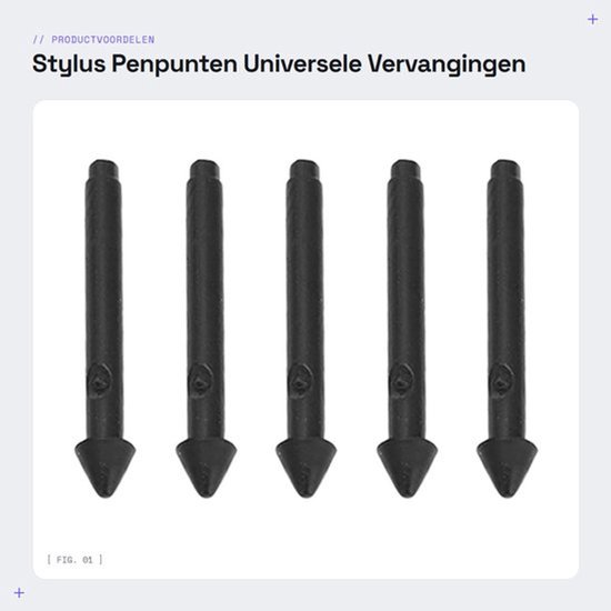 Stylus Pen 5 Stuks - Vervangende Penpunten 2H - Geschikt voor Pro 7/6/5/4/Book/Studio/Go - ABS Materiaal - Nauwkeurige Bediening