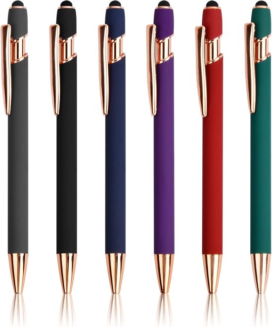 Stylus Pen 6 Stks Universele Capacitieve 2-in-1 Intrekbare Balpennen Stylus Pennen voor Touchscreens Capacitieve Touchscreen Pennen Digitale Pen voor Tablets Smartphones Alle Touchscreen Apparaten - 6