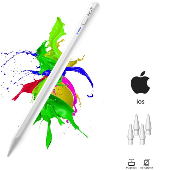 Stylus Pen -capacitieve Pen（alleen voor appel） -Geschikt voor Apple iPad modellen vanaf 2018- Apple pencil alternatief- Palm rejection-Gevoel van kanteldruk-easy to operate-strong magnetic suction- 4 extra punten van Hommie