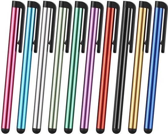 Stylus Pen Universeel - 10x Styluspennen - Touchpen voor Tablets - Geschikt voor Smartphones - Clip-ontwerp - Antislip Grip