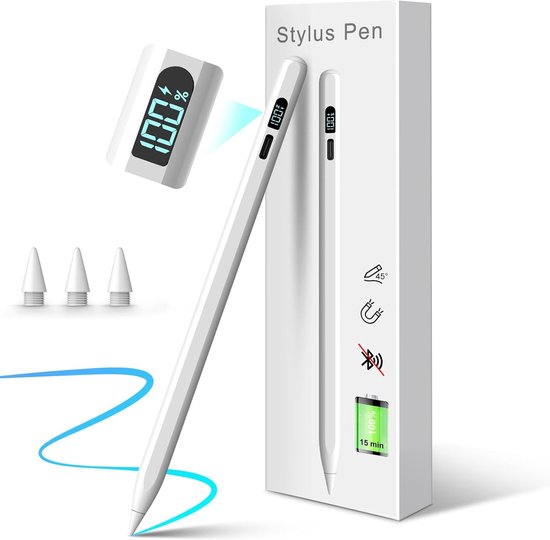 Stylus Pen voor iPad met LED Batterijweergave en Snelle Oplaadfunctie