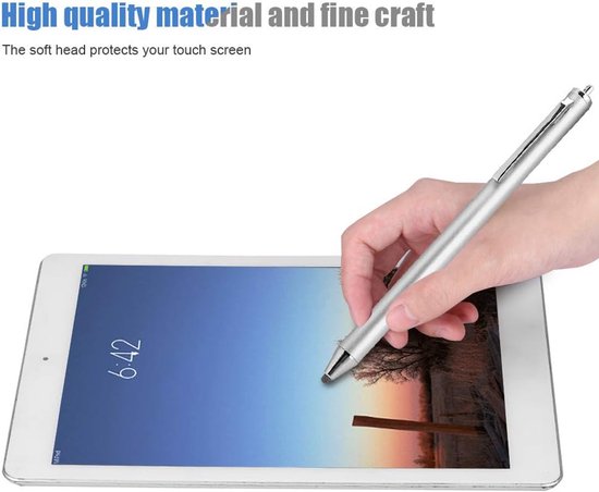 Stylus Pen voor Touchscreen, Universeel, Precisie Pennen voor Tablets en Mobiele Telefoons, Zilver