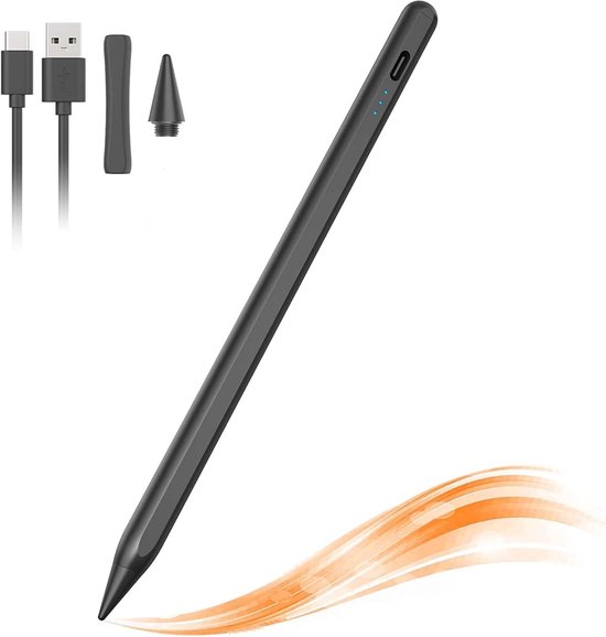 Stylus Pencil compatibel voor Apple iPad (2018-2022), cimetech styluspennen voor aanraakschermen met palmafwijzing, kantelen en magnetische detectie, vervangende tips, aanraakactief ontwerp - zwart