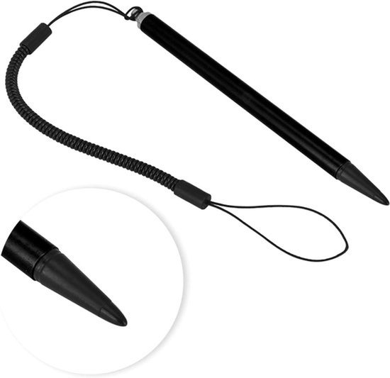Stylus Pennen - Touchscreen - Fijn Punt - Android - Smartphone - Met Touw - Zwart - Voor Smartphones en Tablets - Dun Model - Set van 2 Stylus Pennen.