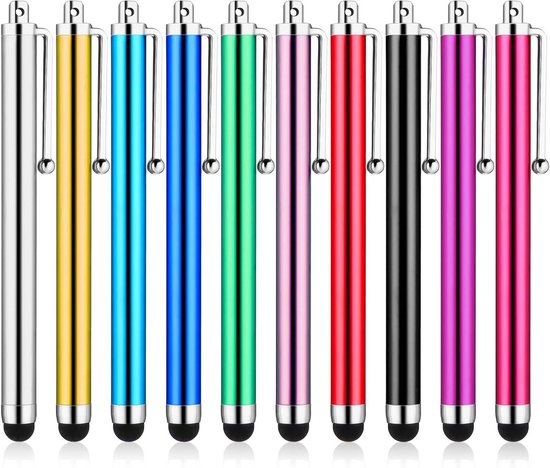 Stylus pennen voor touchscreens - 10 stuks - zeer gevoelige styluspen voor mobiele telefoon en tablet - smartphones en tablets - universeel compatibel.