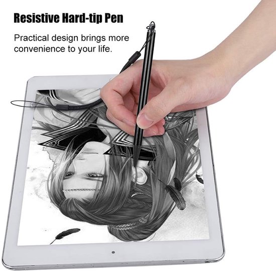Stylus-penscherm Touch-schilderpen Resistieve Stylus met Springtouw voor POS PDA-navigator(zwart)