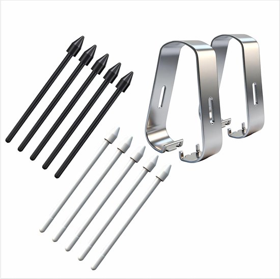 Stylus vervangtips set 12 stuks - 5 zwarte & 5 witte tips - inclusief 2 pincetten - ideaal voor tablets en smartphones - ShopVlot