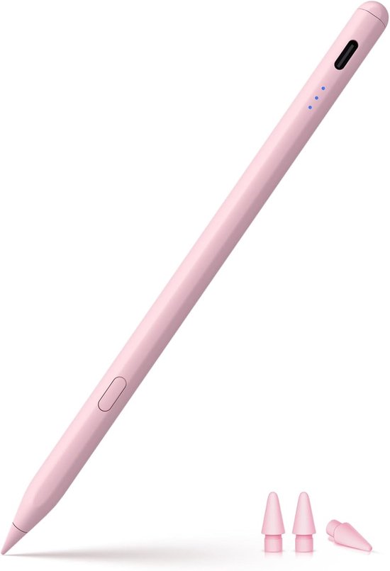 Stylus voor iPad 2018-2024, snellaadpen met palmafwijzing, kanteldetectie. Compatibel met iPad 10/9/8/7/6, iPad Mini 7/6/5, iPad Air M2/5/4/3, iPad Pro M4 13 inch/12,9 inch/11 inch