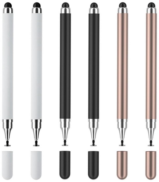 Styluspen 6-pack - 2-in-1 Styluspen - Universele Touchscreen Pen - Geschikt voor Tablets/Smartphones - Hoogwaardig Materiaal - Krassen Bescherming - Touchscreenpen