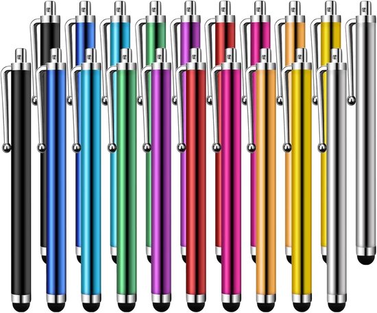 Styluspennen voor aanraakschermen, verpakking van 20 universele capacitieve touchscreen-pennen voor tablets, Samsung Galaxy, smartphones, alle universele touchscreen-apparaten