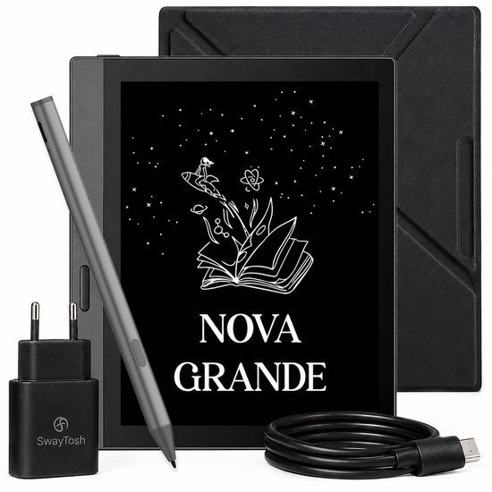 SwayTosh E-Reader Nova Grande – Met Nova Stylus - 7 inch 2026 – 32GB + Cloud Opslag – Ereader Met Luxe Hoes – Storytel-Ondersteuning – Schermverlichting en Nachtmodus – E Reader Voor Ebook & Luisterboeken – Met Oplader