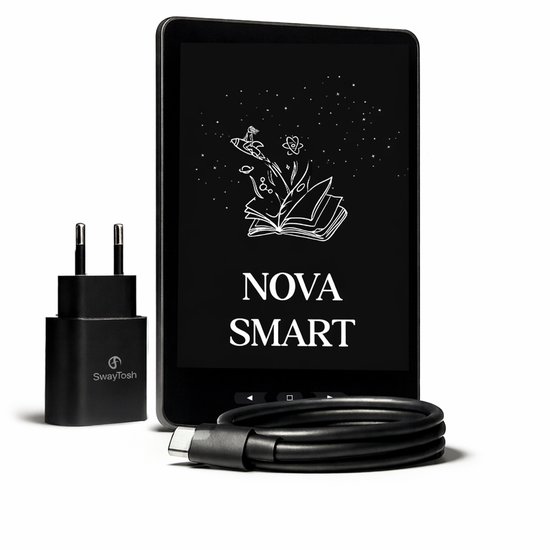 SwayTosh E-Reader Nova Smart - 6 inch 2026 - 36GB Opslag - Schermverlichting en Nachtmodus - E Reader Voor Ebook - Met Oplader van Merkloos