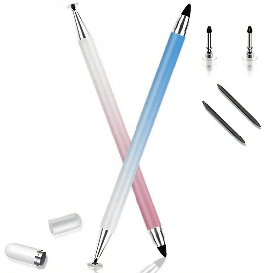 Tablet Pen voor Alle Tablets -2 Stuks - Silicone Touch Screen Pen - Capacitive Tablet Pen - Compatibel met Alle Tablets en Mobiele Telefoons -Styluspen - Tablet pen - Smartphone - Tekentablet - Touc -Universele Stylus Pen Met 2 Verschillende Tips