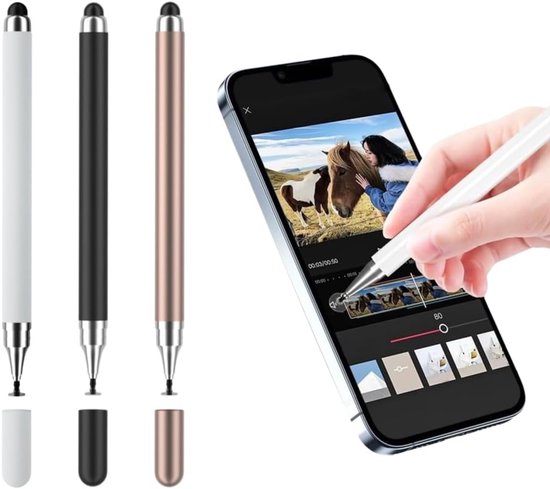 Tablet Pen voor Alle Tablets -3 Stuks - Silicone Touch Screen Pen - Rubber Nib + Disk - Stylus Pen- Capacitive Tablet Pen - Compatibel met Alle Tablets en Mobiele Telefoons