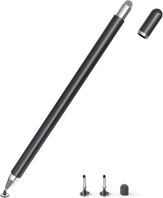Tablet stylus, 2 in 1 stylus, compatibel met alle tablets en smartphones, Geschikt voor iPhone, iPad, Samsung, Lenovo, Surface, Huawei, Xiaomi, Android, iOS, etc. (Zwart) van Merkloos