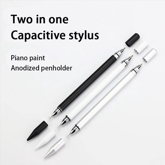 Tabletpen voor alle tablets, 2-in-1 stylus pen met schrijffunctie, stylus universele touchpen voor tablets/mobiele telefoons, compatibel met Apple/Huawei/Xiaomi/Samsung/Microsoft (zwart)